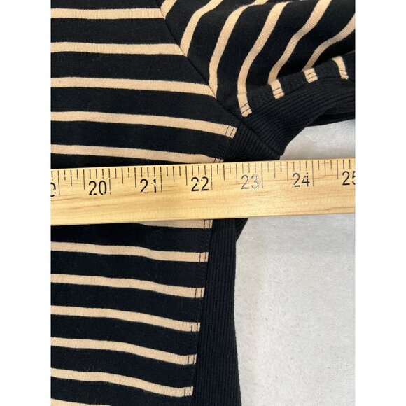 Chicos Zenergy Cardigan Sweater Womens 3 Black Beige Striped Jacket - Picture 4 of 6